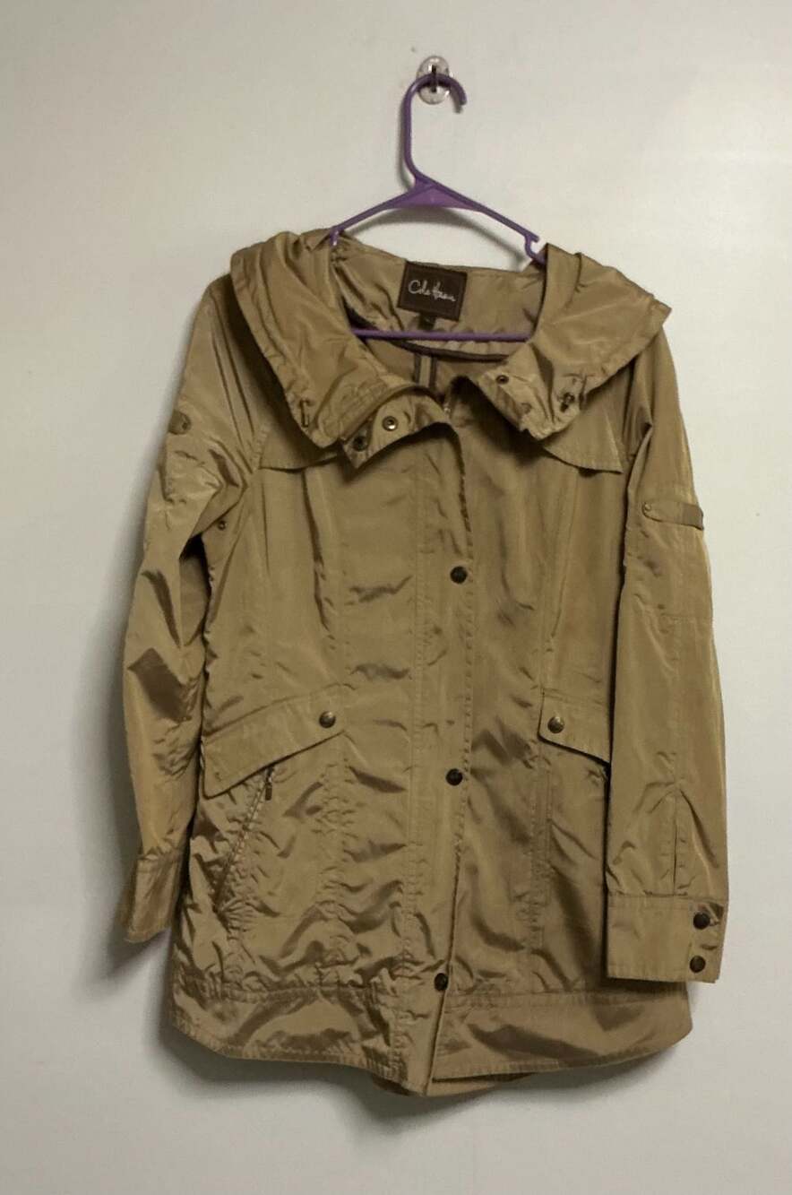 Cole Haan Women's Tan Beige Iridescent Lightweight Trench Rain Coat
